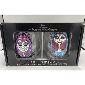 Disney The Nightmare Before Christmas 20 oz Stemless Tear Drop Wine Glasses